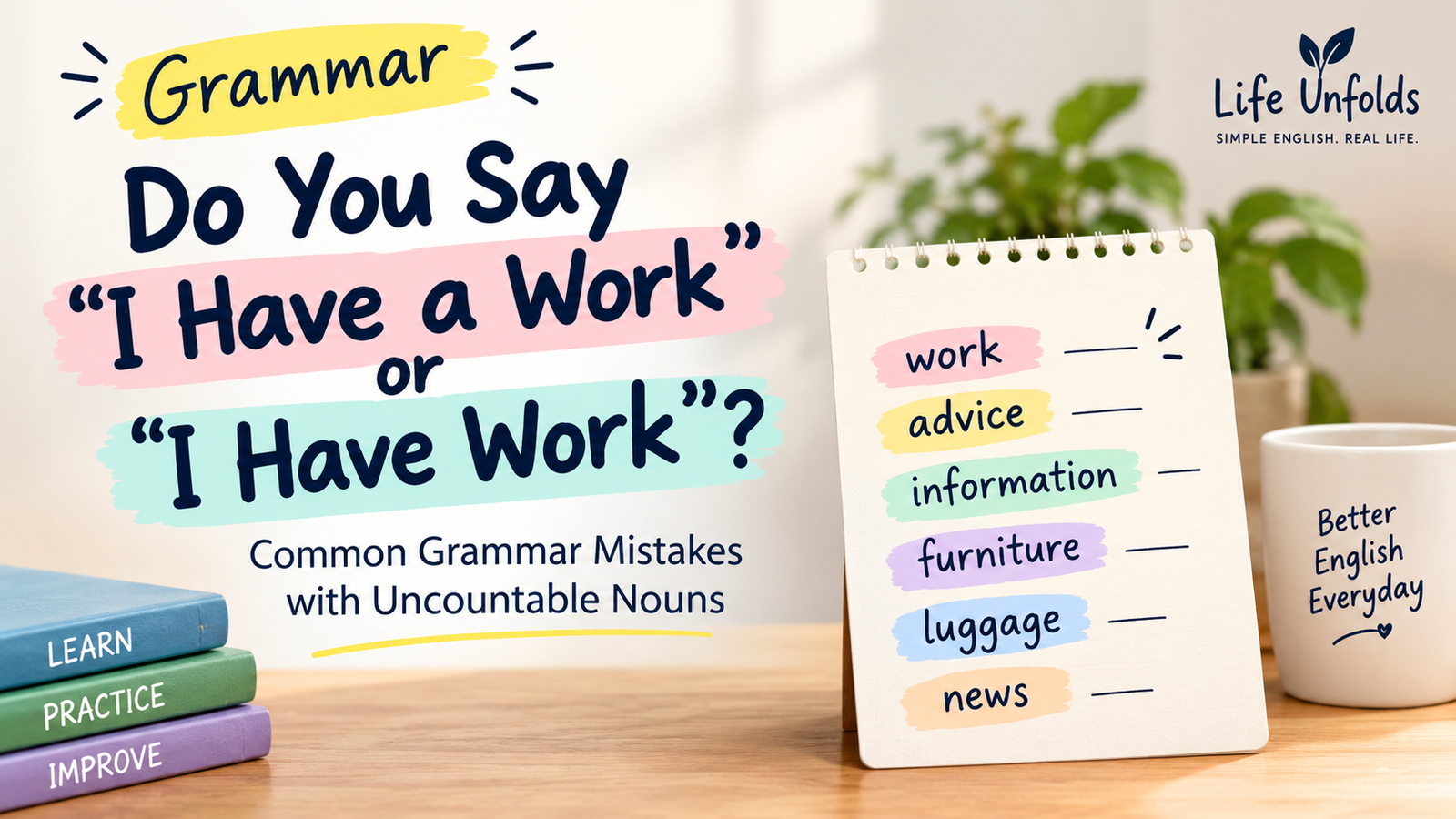 Do You Say “I Have a Work” or “I Have Work”? Common Grammar Mistakes with Uncountable Nouns